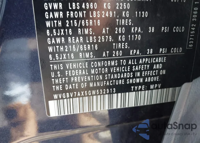 WVGBV7AX5GW532913: 43113135