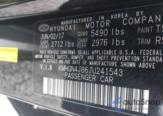 KMHGN4JB6JU241543: 43113136