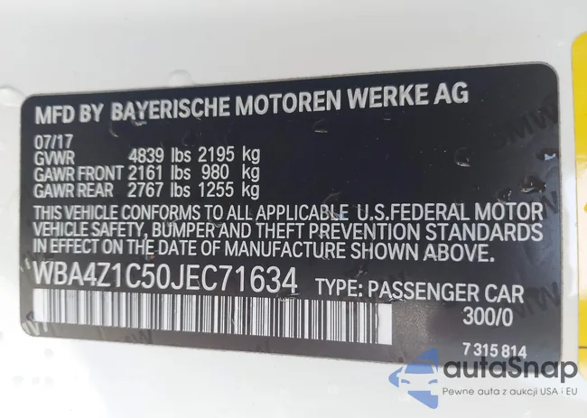 WBA4Z1C50JEC71634: 43113209