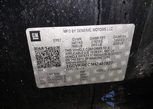 1GCVKREC5HZ407827: 43113250