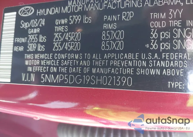 5NMP5DG19SH021390: 43113338