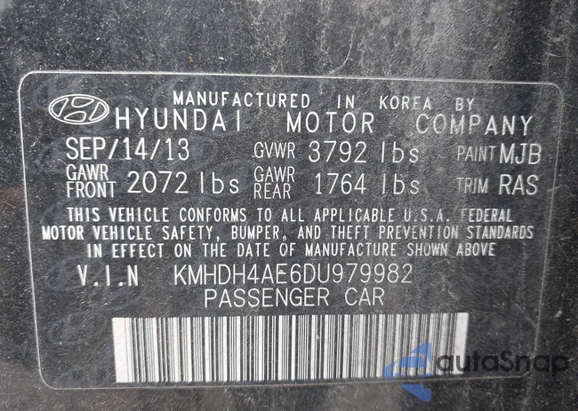 KMHDH4AE6DU979982: 43113431