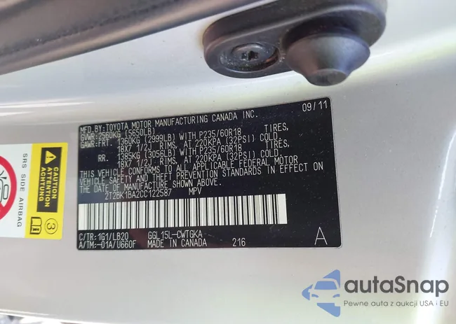 2T2BK1BA2CC122587: 43113506