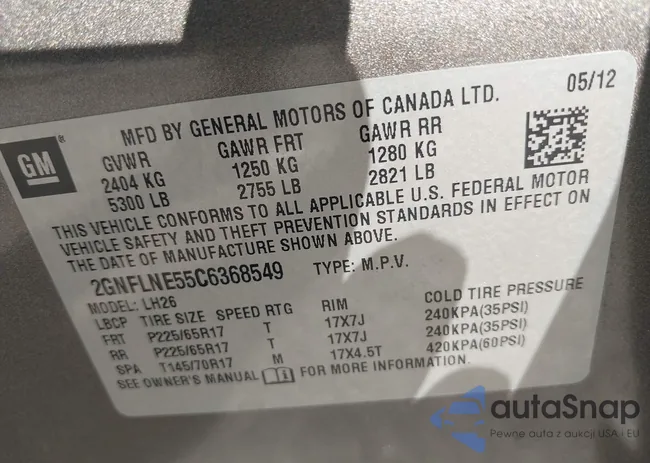 2GNFLNE55C6368549: 43113530