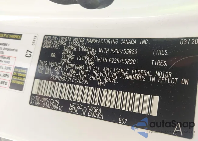 2T2HZMAA7LC170935: 43113549