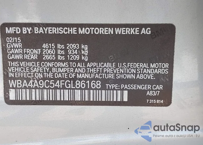 WBA4A9C54FGL86168: 43113610