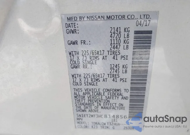 5N1ET2MT3HC814856: 43113676