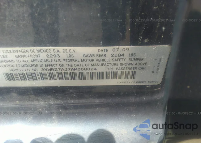 3VWRZ7AJ7AM008024: 43112709