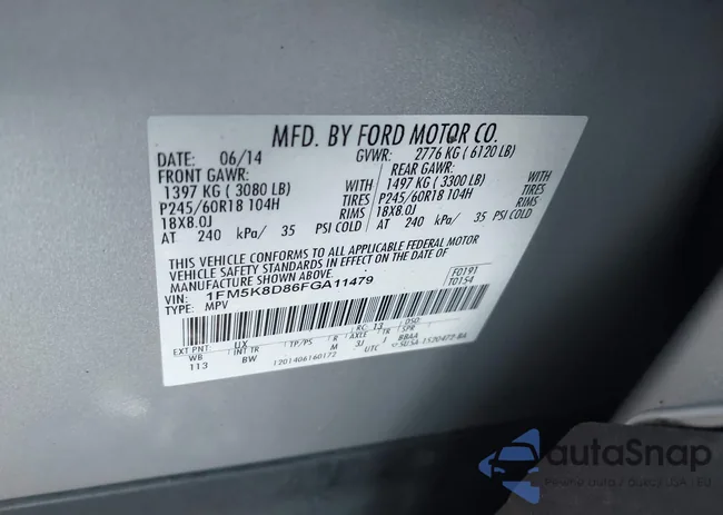 1FM5K8D86FGA11479: 43112793