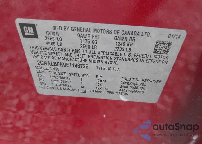 2GNALBEK9E1146725: 43112859