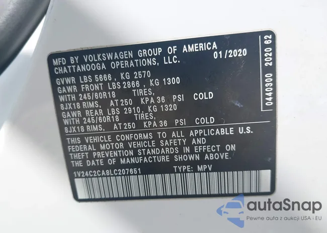 1V24C2CA8LC207651: 43112868