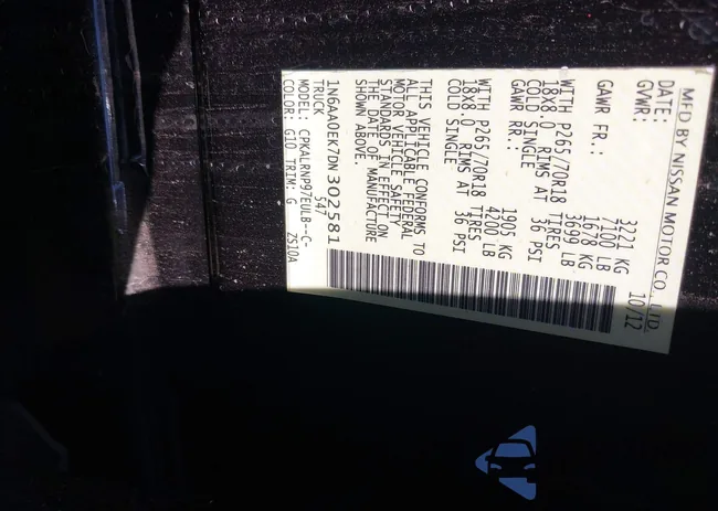 1N6AA0EK7DN302581: 43112896