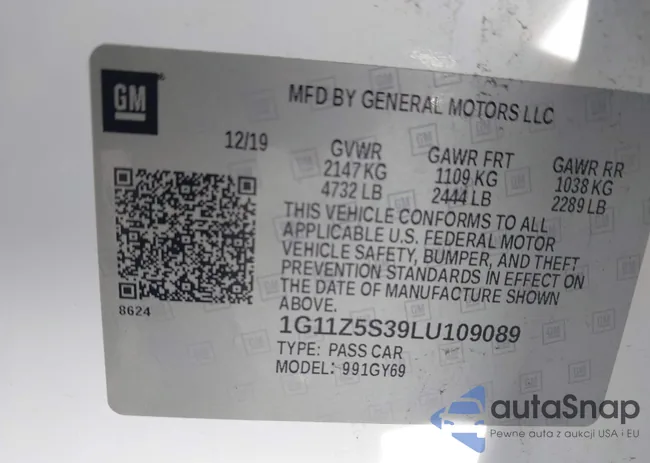 1G11Z5S39LU109089: 43114162