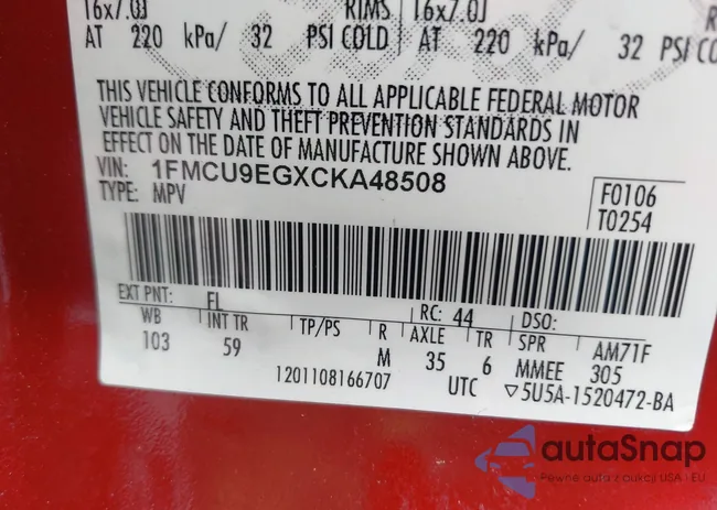 1FMCU9EGXCKA48508: 43114215