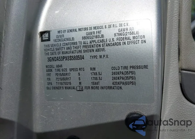 3GNDA53PX8S580504: 43114253