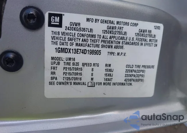 1GMDX13E74D198905: 43114329