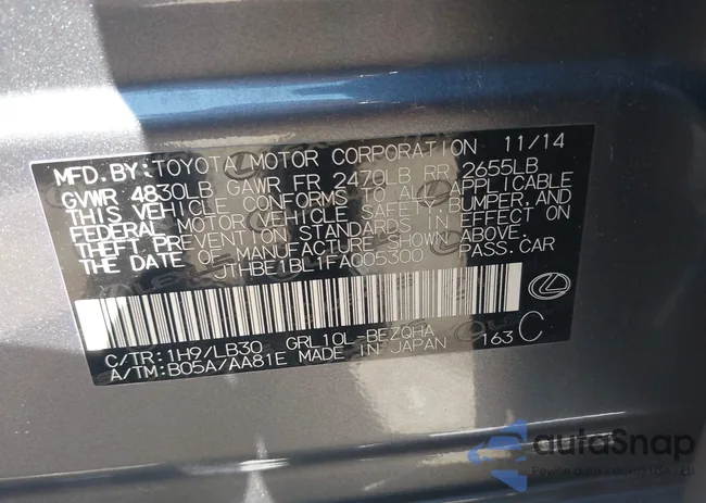 JTHBE1BL1FA005300: 43114341