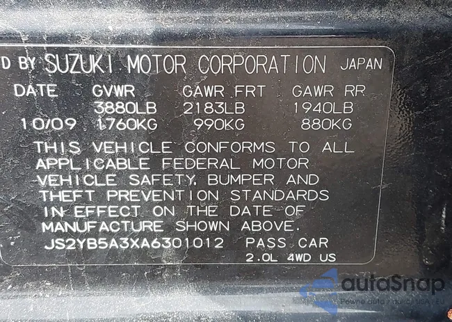 JS2YB5A3XA6301012: 43114487