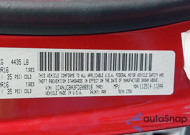 1C4NJCBA3FD208918: 43114521