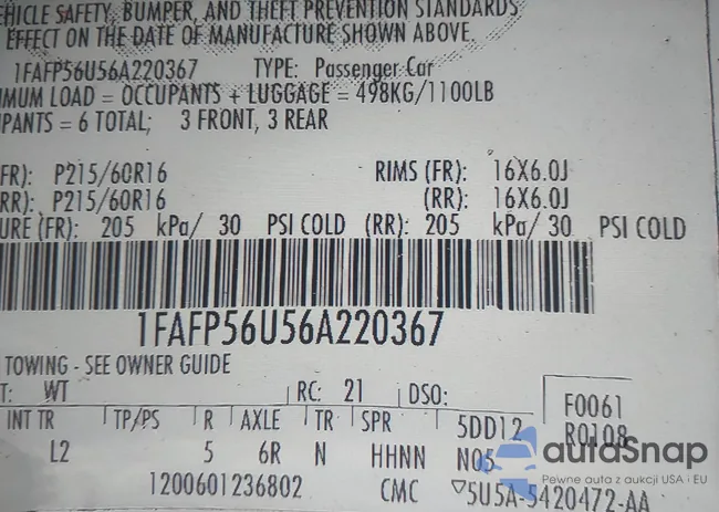 1FAFP56U56A220367: 43114571