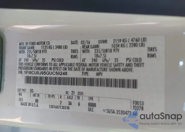 1FMCU0J95GUC50248: 43114595