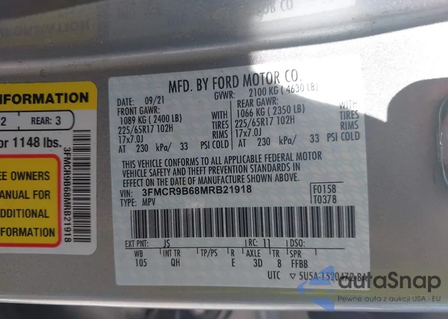 3FMCR9B68MRB21918: 43114631