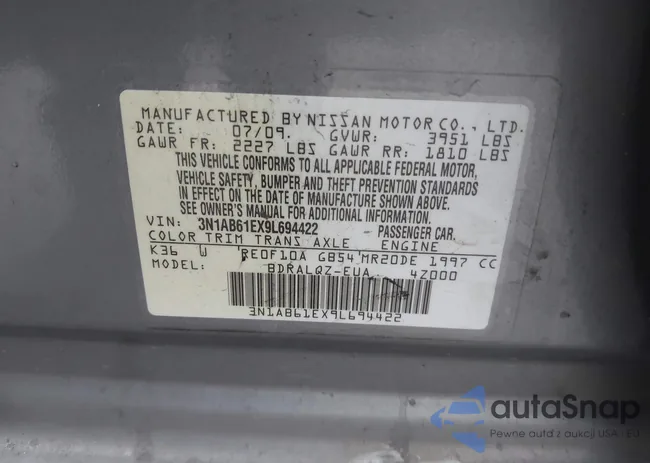 3N1AB61EX9L694422: 43113743