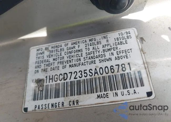 1HGCD7235SA006781: 43113834