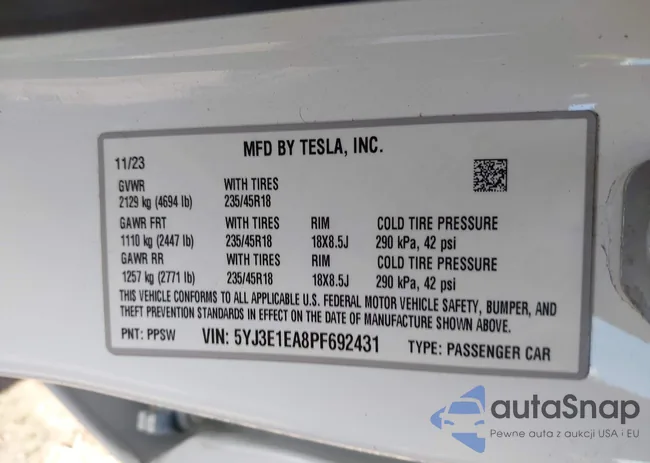 5YJ3E1EA8PF692431: 43113957