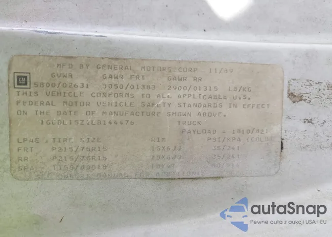 1GCDL15Z1LB144476: 43114036