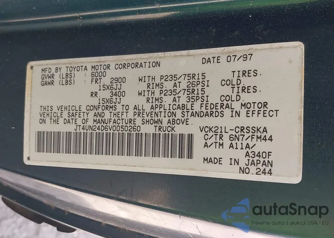 JT4UN24D6V0050260: 43114059