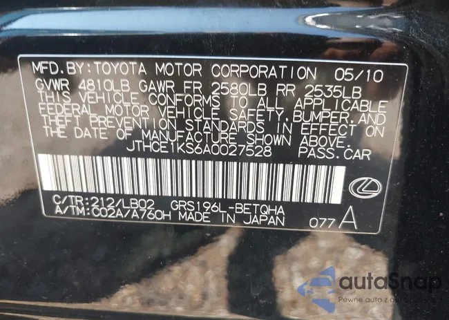 JTHCE1KS6A0027528: 43115091