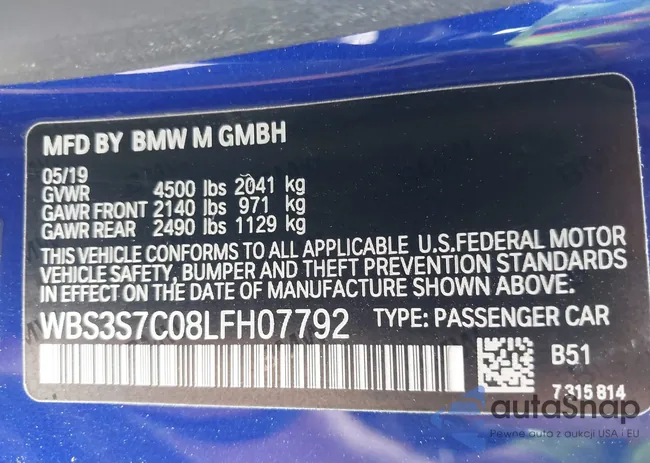 WBS3S7C08LFH07792: 43115197