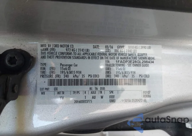 1FADP3E28GL298434: 43115353