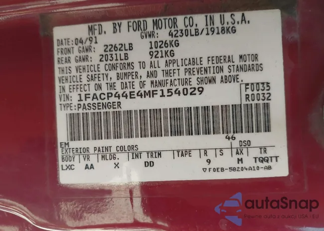 1FACP44E4MF154029: 43115354