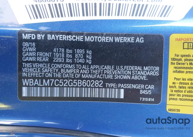 WBALM7C52G5B60282: 43115486