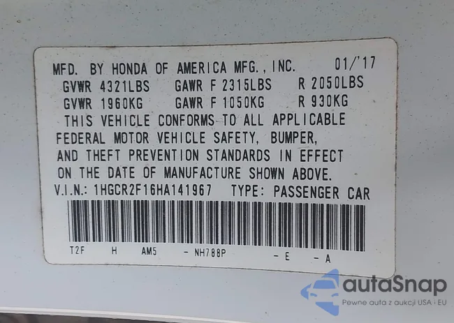 1HGCR2F16HA141967: 43115552