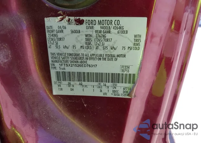 1FTSX21526ED76317: 43115570