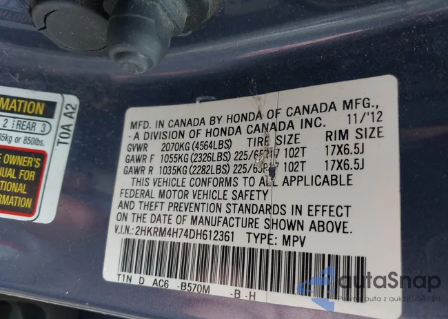 2HKRM4H74DH612361: 43115589