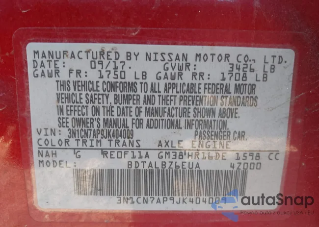 3N1CN7AP9JK404009: 43115647