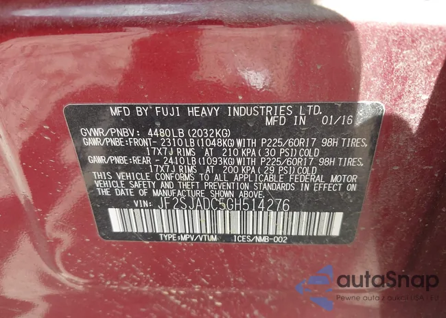 JF2SJADC5GH514276: 43115651