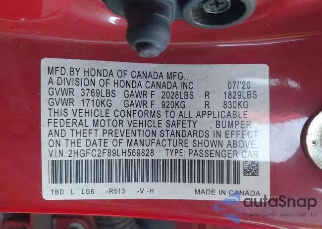 2HGFC2F89LH569828: 43115668