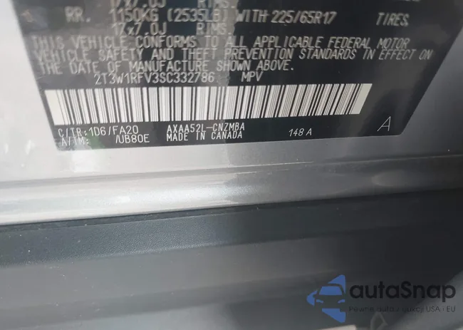 2T3W1RFV3SC332786: 43115675