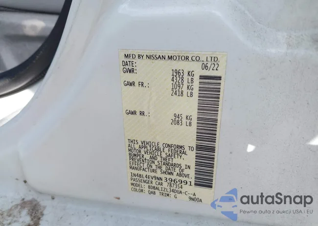 1N4BL4EV9NN396991: 43115682