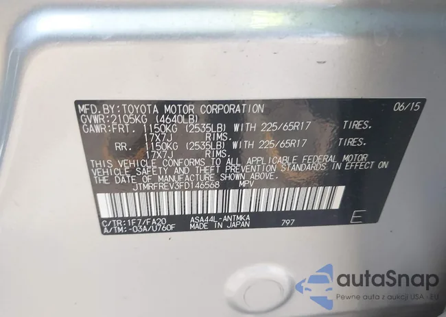 JTMRFREV3FD146568: 43114707