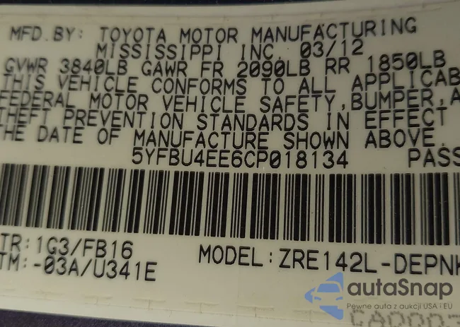 5YFBU4EE6CP018134: 43114724