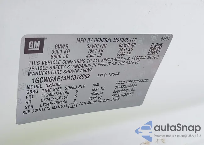 1GCWGAF14H1318902: 43114811