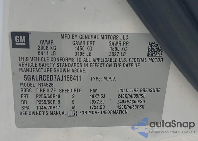 5GALRCED7AJ168411: 43114966