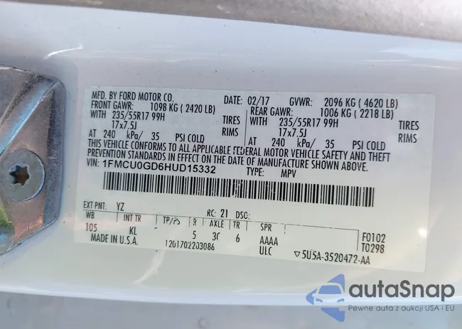 1FMCU0GD6HUD15332: 43115081