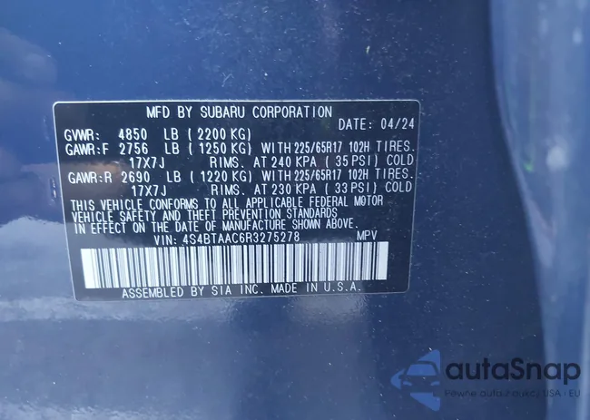 4S4BTAAC6R3275278: 43116108